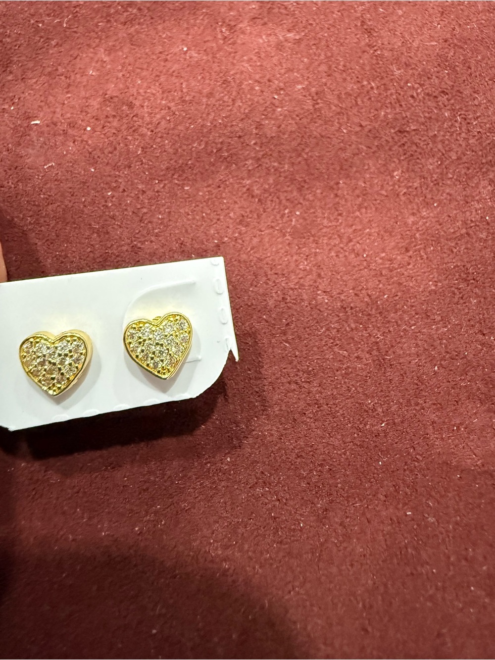 Gold Heart Pavé Stud Earrings - Women Jewelry